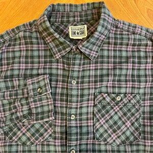 Converse One Star Flannel Purple Green Black Plaid Shirt Men’s XL